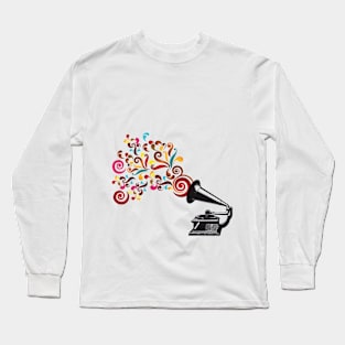 Abstract swirl background with record player Long Sleeve T-Shirt